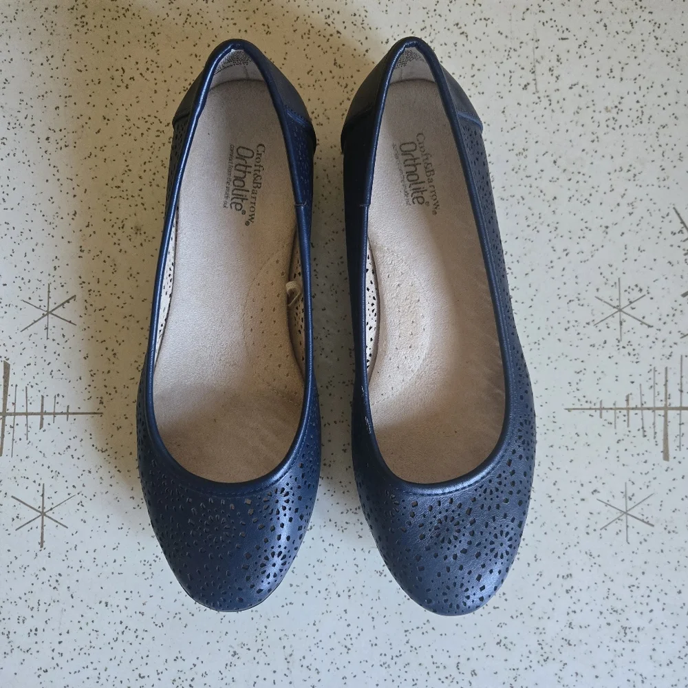 Croft & Barrow Navy Blue Ortholite Perforated Flats, 7M